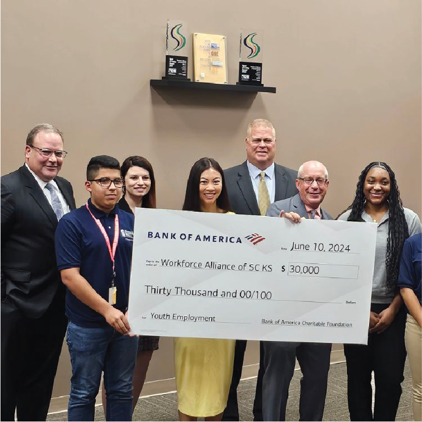 BOA Check Presentation with Mayor Lily Wu Workforce Alliance CEO Keith Lawing and youth