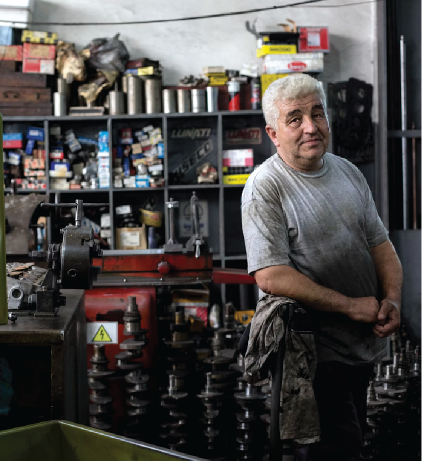 Man standing by equipment